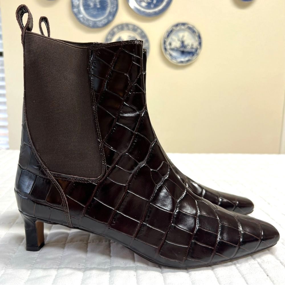Madewell The Dimes Chelsea Boot in Brown Croc Embossed Leather Size 10 NWOB - Picture 4 of 11
